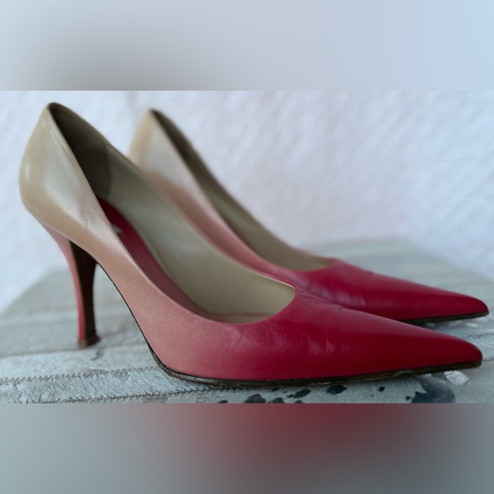 PRADA Ombré Red Pink Nude Pointed Toe Stiletto Pumps 35.5 IT US 5-5 1/2 - Picture 4 of 11
